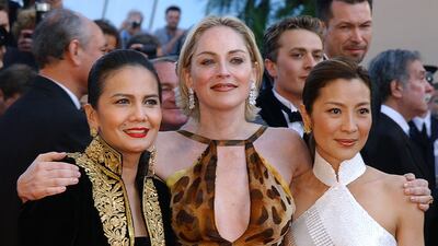 Christine Hakim, Sharon Stone and Yeoh at the opening ceremony of the 55th Cannes Film Festival in May 2002. AFP