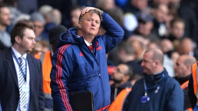 Manchester United’s Dutch manager Louis van Gaal leaves the pitch after losing the English Premier League football match between Tottenham Hotspur and Manchester United at White Hart Lane in London, on April 10, 2016. Tottenham won 3-0. AFP / GLYN KIRK