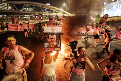 A protest calling for the release of hostages, in Tel Aviv. Reuters