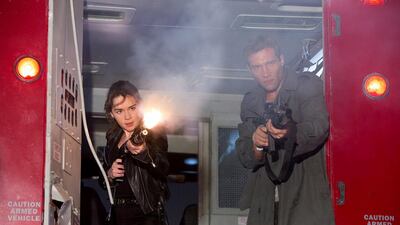 Emilia Clarke and Jai Courtney in Terminator Genisys. Courtesy Paramount Pictures