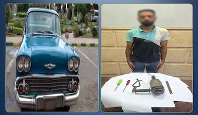 Authorities said the suspect was caught with the tools he was using to dismantle the car. Photo: Egyptian Interior Ministry
