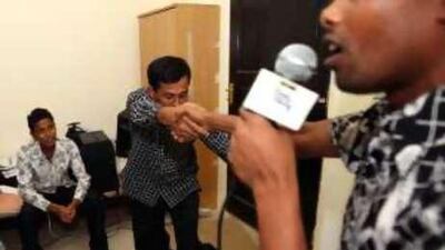 Contestants perform during auditions for workers to be part of Camp Ka Champ at a labour accommodation in Mussafah yesterday.