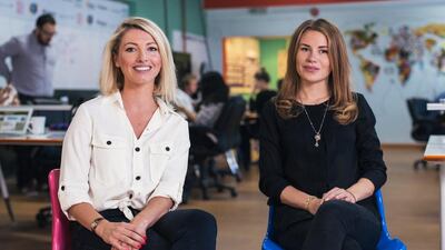 Erica Werneman, left, and Yasmine Akermark, developed the app Tibba through a barter with Swedish technology company Layer10 Collective AB. Alex Atack for The National