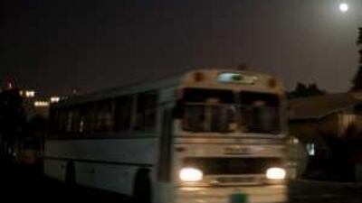 The speed of buses such as the one above, departing early to deliver labourers to construction sites around the capital, has one reader concerned.