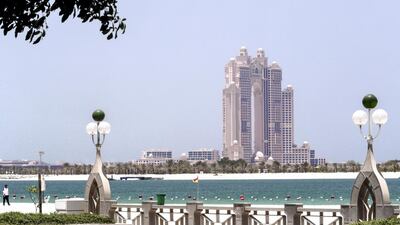 A view of the Fairmont Hotel Abu Dhabi. Temperatures could reach 42°C in the city on Sunday. Victor Besa / The National