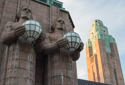 Neoclassical architecture at the Helsinki Central railway station in Finland. Getty Images