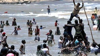 Activists and residents in the Bay of Bengal protest against the Russian-built Kudankulam atomic power project, about 700 kilometres south of Chennai.