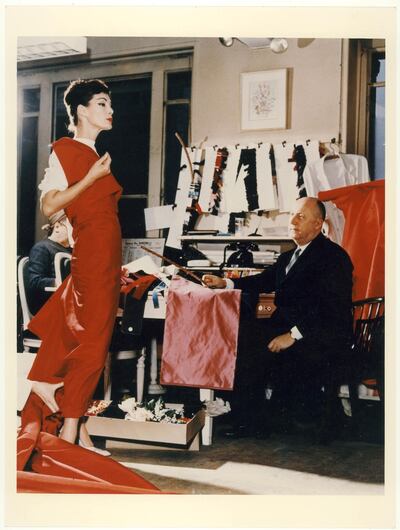 Christian Dior with model Lucky, circa 1955. Courtesy Christian Dior