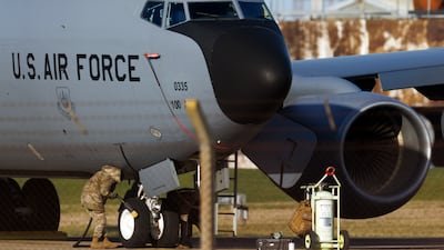 US military aircraft sit on the tarmac at RAF Mildenhall. Getty Images