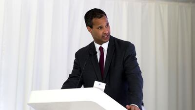 Marc Allen, president of Boeing International, during the launch event of the world’s first research facility that harmoniously grows food and biomass for fuel production. Antonie Robertson / The National