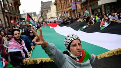 Thousands of people joined the protest. AFP