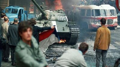 A Soviet tank in Prague in 1968. The communist years provide Jáchym Topol with much material. Libor Hajsky / AFP / Jun 2014