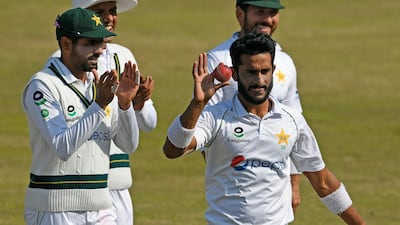 Pakistan's Hasan Ali after he took five wickets against South Africa during Day 3 of second Test at Rawalpindi Cricket Stadium on February 6. AFP