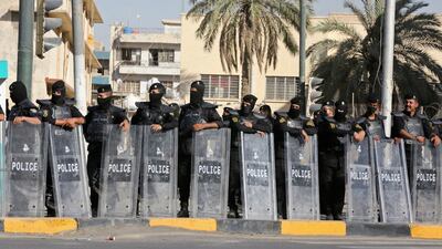 Iraqi security forces prepare to meet the demonstrators in Baghdad's Tahrir Square. AFP