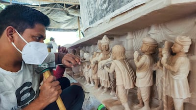 It takes four artisans up to a year to work on a single marble pillar due to the detailing and accuracy required. Photo: Baps Hindu Mandir