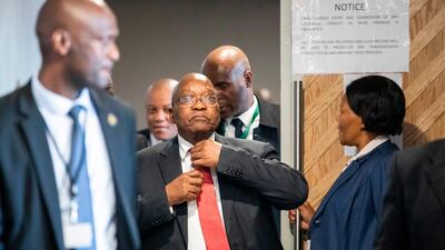 Former South African president Jacob Zuma arrives before the Commission of Inquiry into State Capture on July 15, 2019 in Johannesburg. AFP