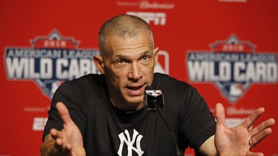 New York Yankees manager Joe Girardi shown at a press conference earlier this week. His team fell to the Houston Astros in the AL wild-card play-off game. Kathy Willens / AP / October 5, 2015