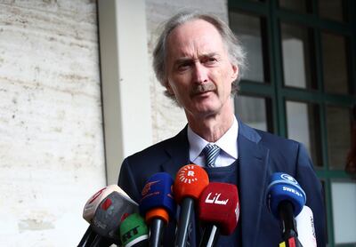 UN special envoy for Syria Geir Pedersen speaks to the media about the Syrian constitutional committee in Geneva, Switzerland, November 29. Denis Balibouse / Reuters