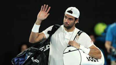 Matteo Berrettini of Italy acknowledges the crowd after his defeat to Andy Murray at Melbourne Park. Getty