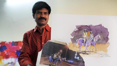 Atul Panase, who formerly worked in his own advertising agency, went full-time as an artist in 2006. Pawan Singh / The National