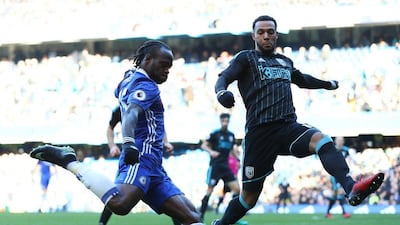 Victor Moses of Chelsea goes to play the ball against West Bromwich Albion last weekend. Clive Rose / Getty Images / December 11, 2016