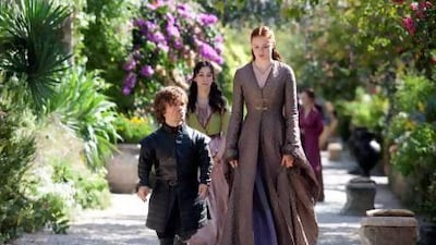 Peter Dinklage and Sophie Turner in Game of Thrones. Courtesy HBO