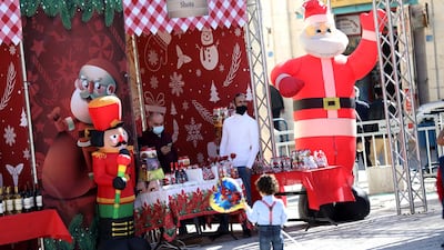 The Christmas market at the Manger Square next to the Church of Nativity in the West Bank city of Bethlehem, which is deserted ahead of Christmas 2020 because of the coronavirus pandemic. EPA