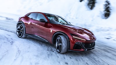 The National drove the car at its international launch, from the northern Italian town of Pinzolo to the ski resort of Chalet Rocce Rosso. Photo: Ferrari