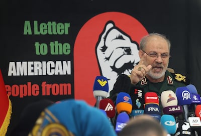 Hossein Mohebbi, spokesman of the Islamic Revolutionary Guard Corps, during a press conference in Tehran. EPA