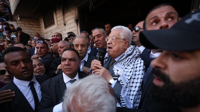 Palestinian President Mahmoud Abbas addresses crowds during his visit to Jenin refugee camp last month. EPA