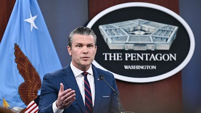 US Defense Secretary Pete Hegseth speaks during a press conference on US military action in Iran, at the Pentagon in Washington, DC, on March 2, 2026. The United States hit hundreds of targets across Iran, and Israel expanded its bombing to Lebanon on Monday as President Donald Trump vowed to avenge the first US deaths in the war he launched to topple Tehran's ruling clerics. Iranian forces fired missiles and drones across the Middle East, killing people in Israel and the United Arab Emirates, in retaliation for the conflict that began February 28 with the death of Iran's supreme leader, Ayatollah Ali Khamenei. (Photo by Brendan SMIALOWSKI / AFP)