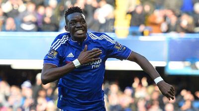 Chelsea's Burkina Faso midfielder Bertrand Traore celebrates after scoring the opening goal of the English Premier League football match between Chelsea and Stoke City at Stamford Bridge in London on March 5, 2016. AFP / GLYN KIRK