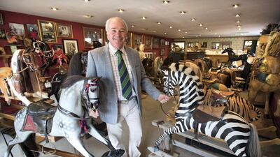 Marc Stevenson, co-owner of Stevenson Brothers rocking horse makers, inside their showroom in the village of Bethersden, near Ashford, United Kingdom. Stephen Lock for the National