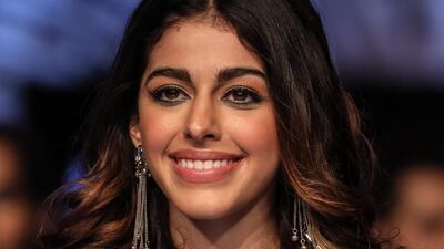 Aalia Furniturewalla, also known as Aalia Ebrahim, presents a creation by designer SVA during Lakme Fashion Week in Mumbai on February 15, 2020. EPA