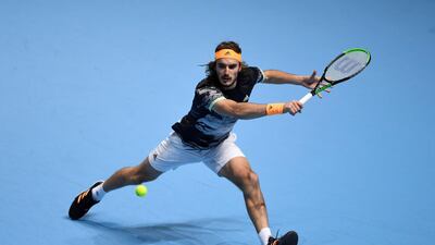 Tennis - ATP Finals - The O2, London, Britain - November 17, 2019 Greece's Stefanos Tsitsipas in action during his final match against Austria's Dominic Thiem Action Images via Reuters/Tony O'Brien