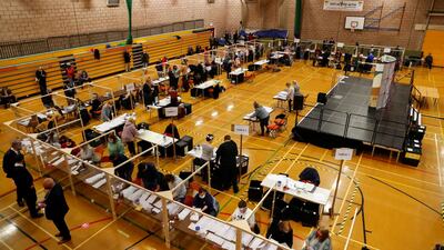 Ballots are counted at Mill House Leisure Centre in Hartlepool. Reuters