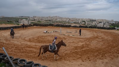 Khaled Ifranji has resumed riding lessons at his equestrian centre near Ramallah after Israeli authorities demolished it on January 30 2024. All photos: Charlie Faulkner for The National