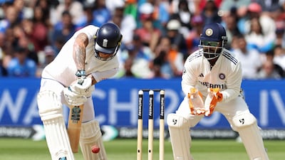 England captain Ben Stokes is out lbw against spinner Washington Sundar. AFP