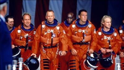 Armageddon (1998) Along with The Rock, this is the least annoying of the blockbuster director Michael Bay’s movies and the one in which Bruce Willis and his ragtag bunch of deep-core drillers are sent up into space by a rather trusting Nasa to break apa???