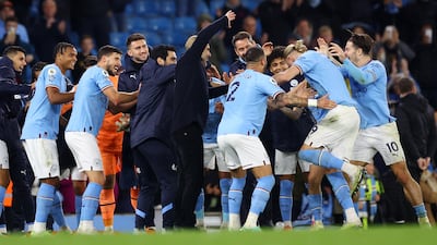 Erling Haaland is given a guard of honour at the end of the game. PA