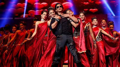 Shah Rukh Khan will perform with Deepika Padukone, Madhuri Dixit, Yo Yo Honey Singh and Jacqueline Fernandez at the Dubai Cricket Stadium on Saturday. Don Arnold/WireImage