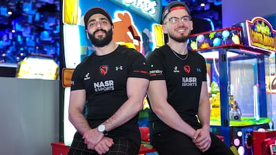 Gamers Amjad 'AngryBird' Al Shalabi, left, and Adel 'Big Bird' Anouche from Abu Dhabi are known collectively as The Birds. Victor Besa / The National