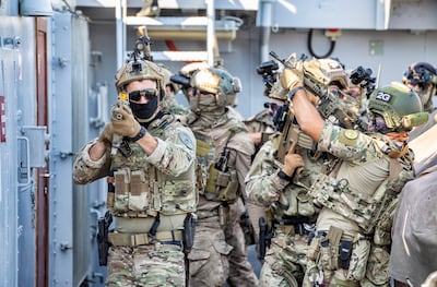 US Navy SEALS on a ship-boarding exercise. EPA