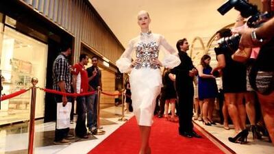 Czech model Karolina Kurkova walks the red carpet during the Vogue Cafe launch party at Dubai Mall. Sarah Dea / The National