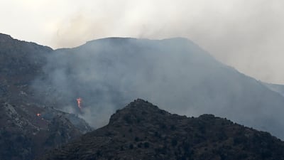 Smoke rises from the site of Pakistani air strikes near Shamshad Ghar, an Afghan military base at the border. AFP