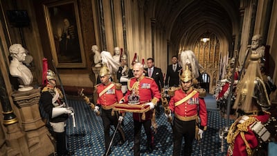The Imperial State Crown is carried into the Palace of Westminster ahead of the State Opening Of Parliament at the Houses of Parliament in London, England. Getty Images