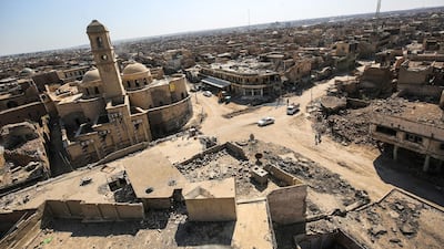 Destroyed parts of the old city of Mosul. Iraq needs to spend heavily on reconstruction of areas devastated by war. AFP.