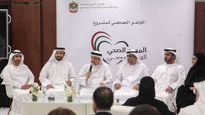 Officials announce the health survey in Dubai on Wednesday. Ministry of Health and Prevention