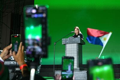 Former Philippine vice president Sara Duterte during a midterm election rally in Manila last week. Sara is the daughter of former president Rodrigo Duterte. AFP