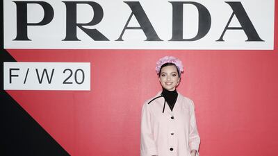 Noor Tagouri attends the Prada show during Milan Fashion Week on February 20, 2020. Getty Images